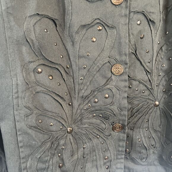 Liz & Me Embellished Lightweight Jacket Women’s 3X Artsy Boho Shacket - Picture 3 of 6